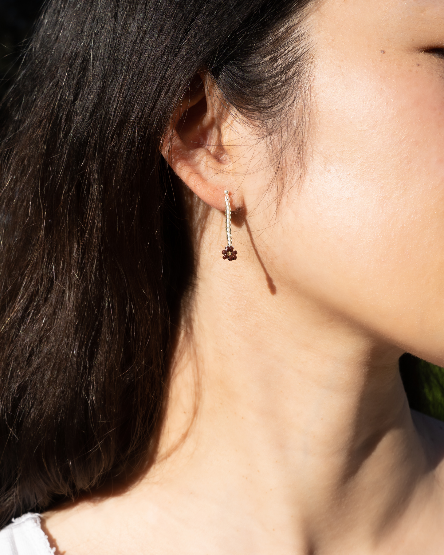 Handpicked Flower Earrings - Cocoa Brown