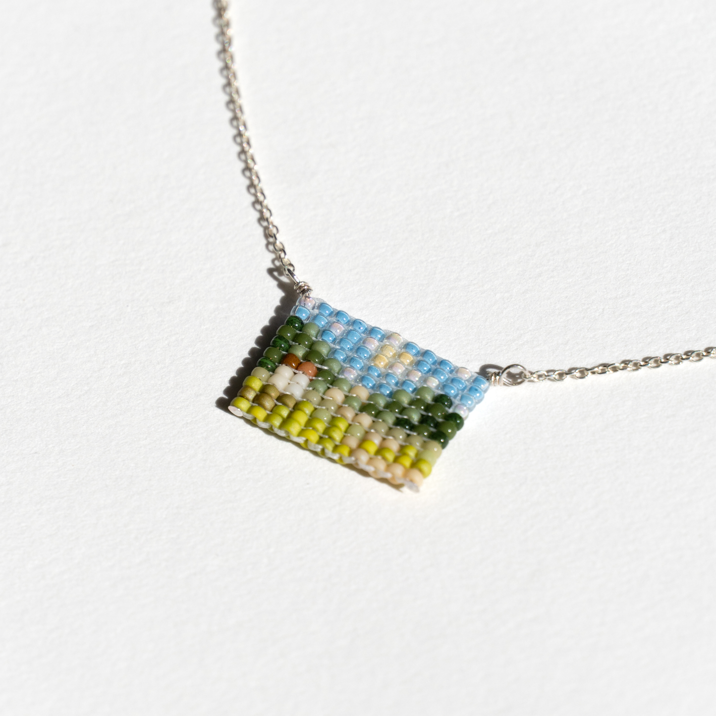 Landscape Painting Necklace - Silver