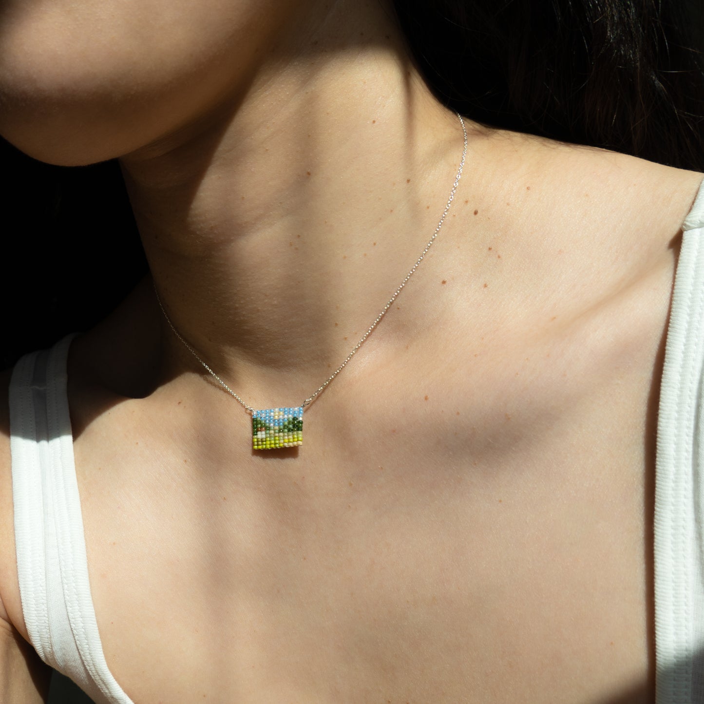 Landscape Painting Necklace - Gold