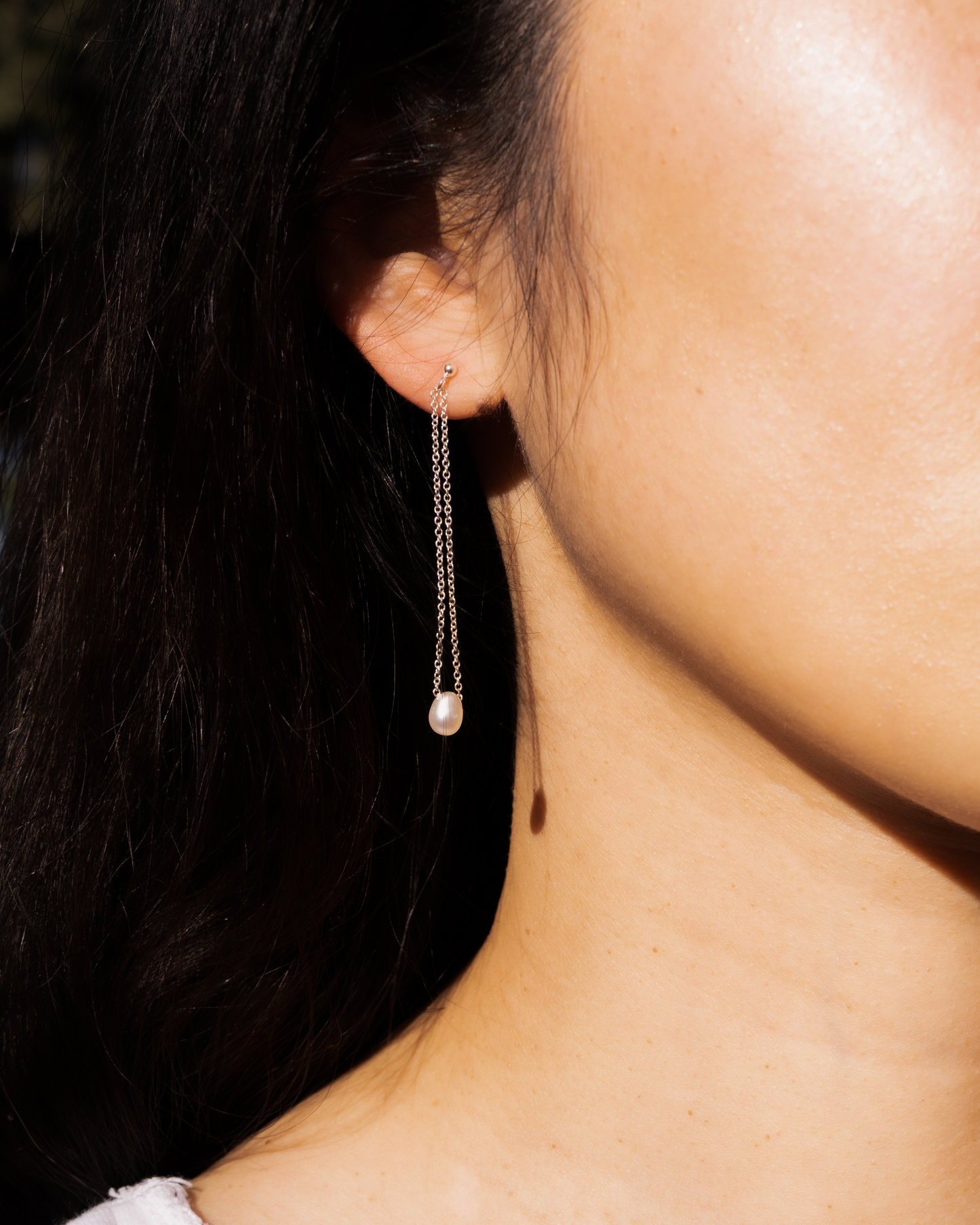 Pearl Drop Earrings - Silver